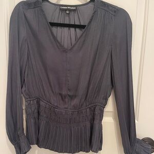 Silky soft Catherine Malandrino long sleeve pleated top